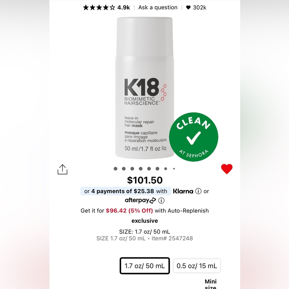 TWO K18 Molecular Hair Masks